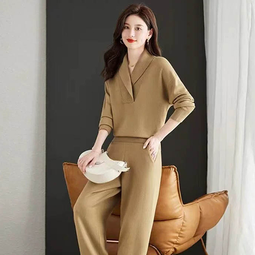 데일리 카라넥 니트 상하의 투피스 SET