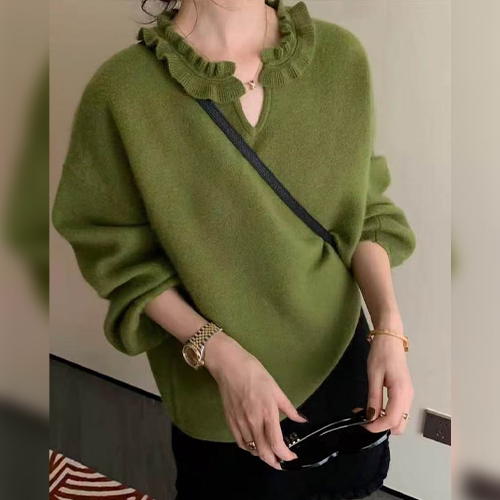 프릴 카라 루즈핏 니트