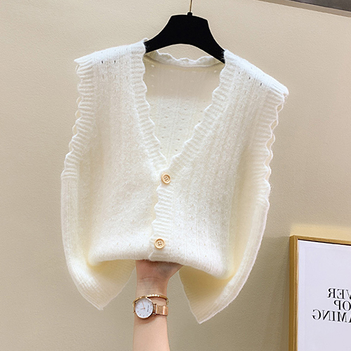 웨이브 아일렛 버튼 가디건