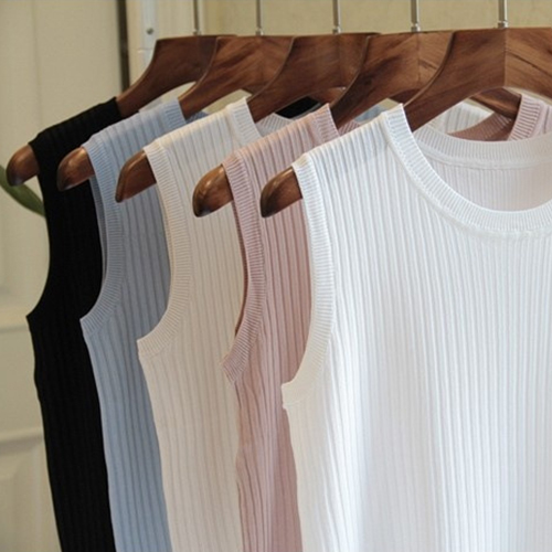 [당일발송]심플 골지 슬리브리스 여름 이너 니트