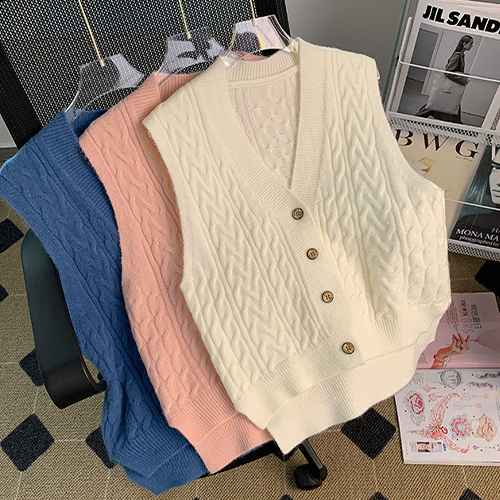 ◈[당일발송] 케이블 패턴 브이넥 니트 베스트