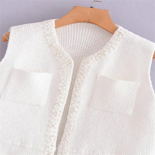 ◈[당일발송] 진주장식 크롭 니트 베스트