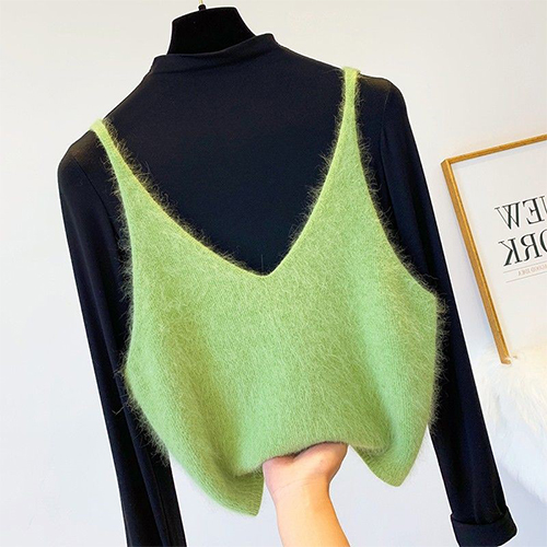 [당일발송] 브이넥 모헤어 니트 뷔스티에