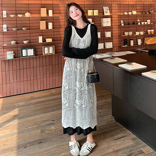 ◈[당일발송] ★월요특가 자정마감 50%★브이넥 패턴 커버업 롱 베스트