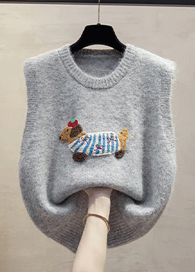 ★월요특가 자정마감 50%★강아지 부클 데일리 니트 베스트