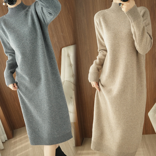 [당일발송]골지 반넥 나그랑 비스코스 니트 원피스