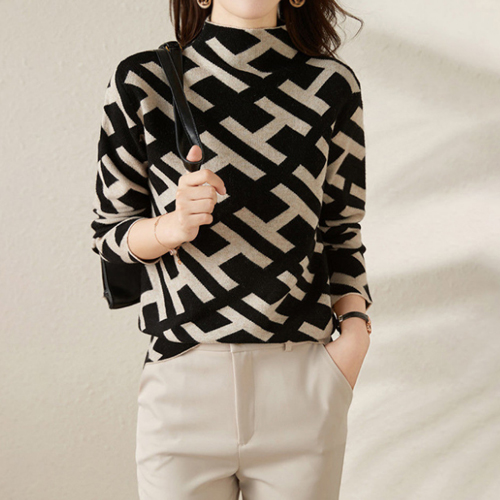 ◈[당일발송] H 반폴라 패턴 니트