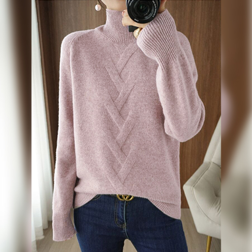 ◈[당일발송] 비스코스 꽈배지 장식 폴라 니트