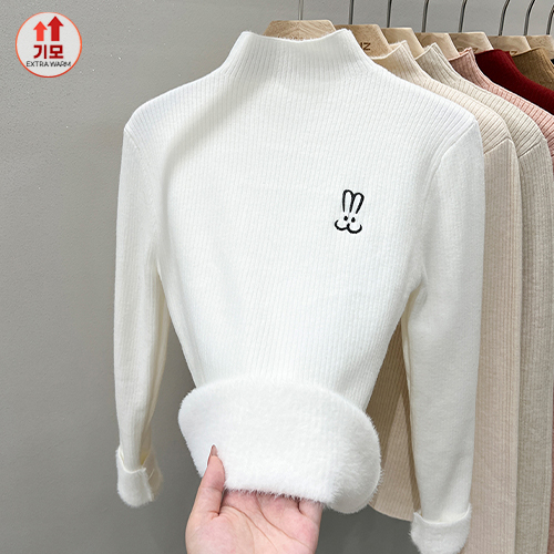 ★월요특가 자정마감 50%★래빗 심플 기모 반폴라 니트