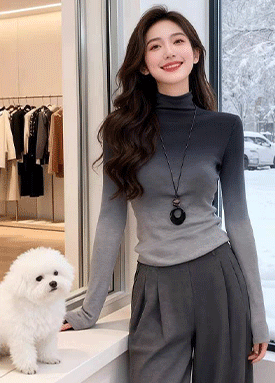 그라데이션 폴라 여리핏 니트