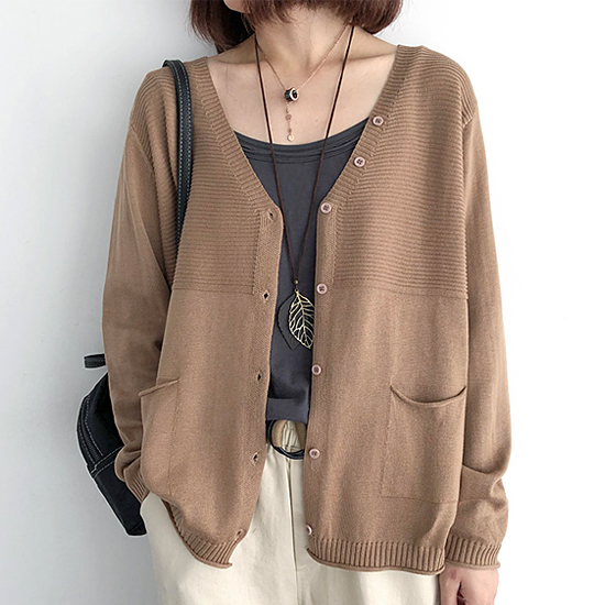 [당일발송] 브이넥 롤링 패턴 가디건