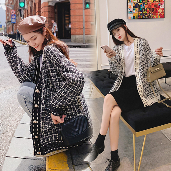 [재입고] 트위드 디자인 브이넥 스티치 가디건