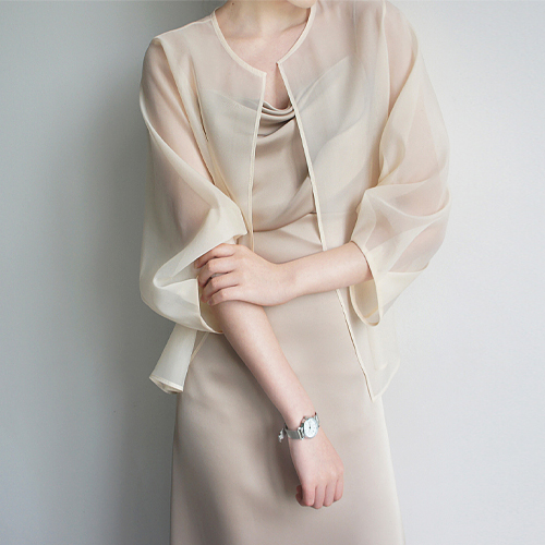 ◈[당일발송] 볼륨 소매 시스루 가디건