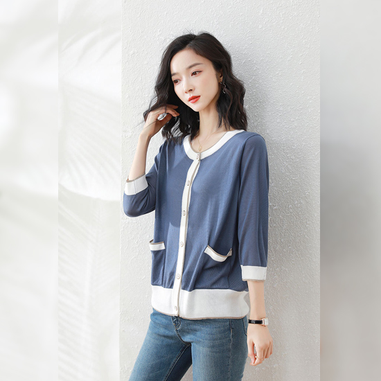 ◈[당일발송] [재입고] 엣지 배색 7부 소매 가디건