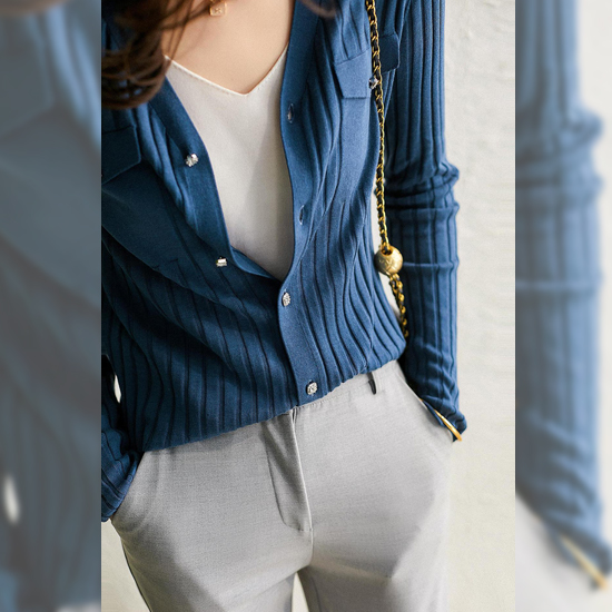 [재입고]골지 브이넥 포켓 니트 가디건