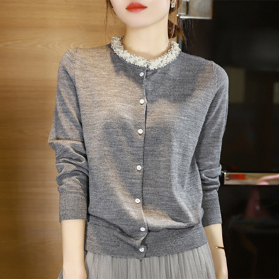 [당일발송][재입고] 진주 네크라인 장식 가디건
