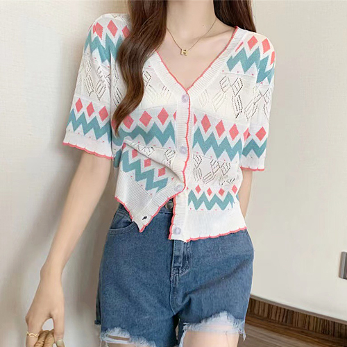 ◈[당일발송] 패턴 크롭 가디건