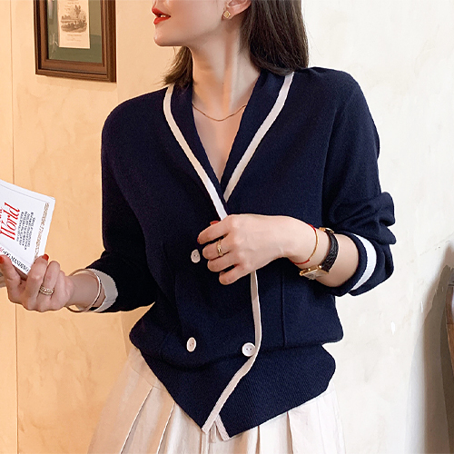 ◈[당일발송] [CD#2026A] 숄카라 더블 버튼 가디건