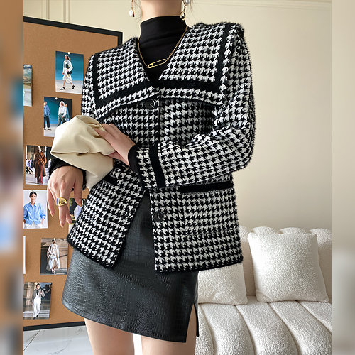 빅카라 트위드 니트 가디건