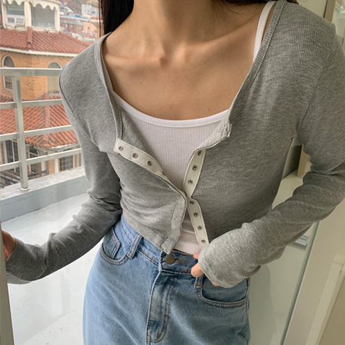 스냅 가디건 나시 세트