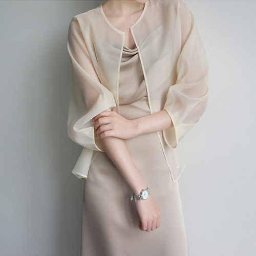 ★목요일 자정마감 50%★볼륨 소매 시스루 가디건