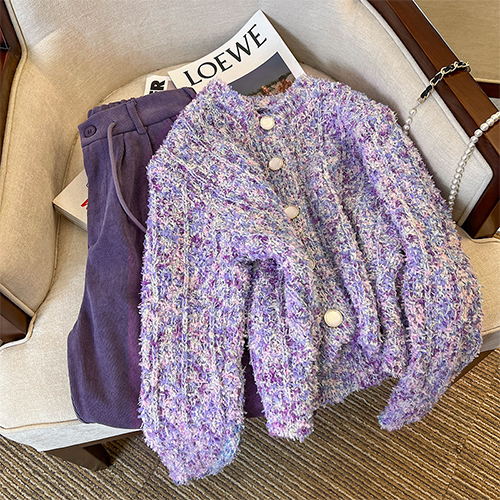 ★월요특가★퍼플 무드 가디건 뒷밴딩 와이드 팬츠 2SET