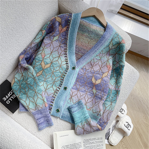 ◈[당일발송] 패턴 그라데이션 포인트 가디건