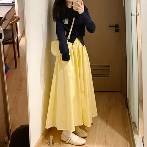 하이틴 니트 가디건 화사한 플레어 스커트 2SET