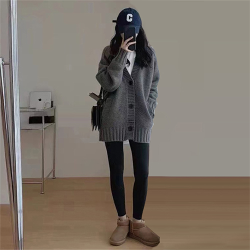 [당일발송]그레이 브이넥 루즈핏 가디건