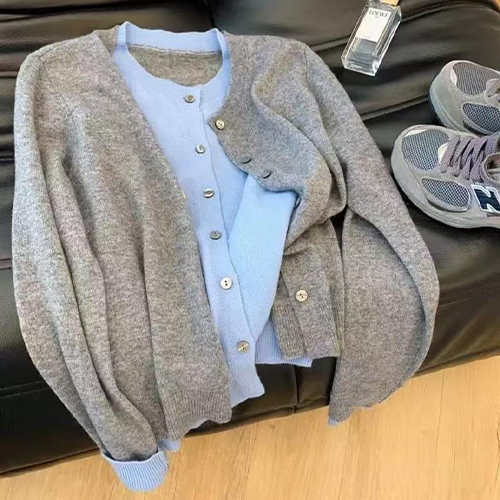 [당일발송]이중 레이어드 니트 가디건