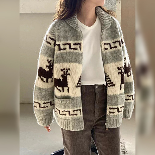 디어 패턴 니트 가디건