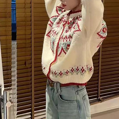 ★수요특가 자정마감 50%★겨울 로맨틱 패턴 니트 가디건