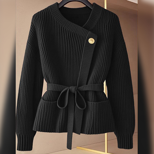 [당일발송] 세련된 원버튼 스트랩 니트 가디건