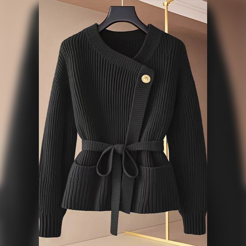 ◈[당일발송] 도톰 니트 금장 벨티드 가디건