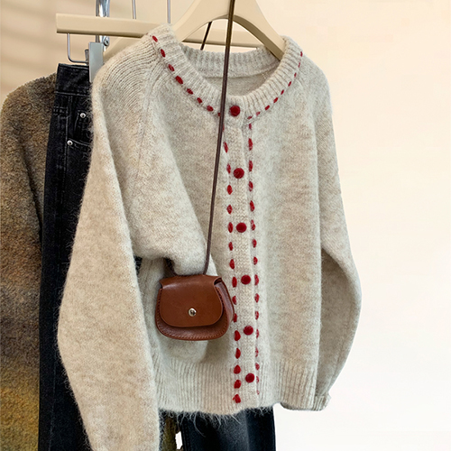 ★월요특가 자정마감 50%★스티치 라운드 니트 가디건