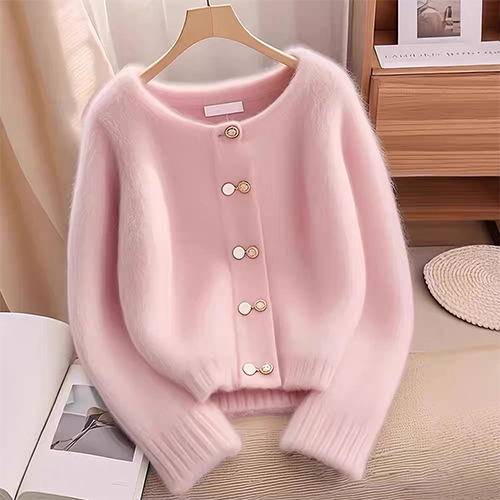 [당일발송]보석 단추 포근 라운드 니트