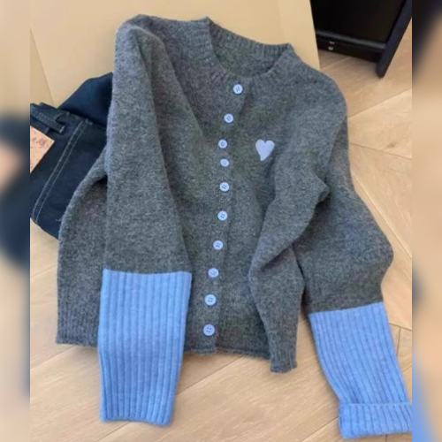 ★월요특가 자정마감 50%★배색 하트 니트 가디건