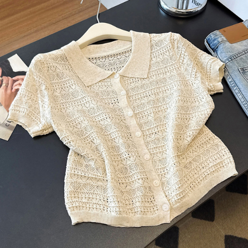 ◈[당일발송] 아이보리 펀칭 니트 카라 가디건