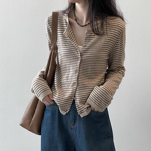 데일리 베이직핏 스트라이프 가디건