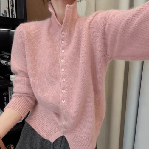 베이직 폴라넥 니트 가디건