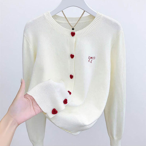 ◈[당일발송]러블리 하트 단추 니트 가디건