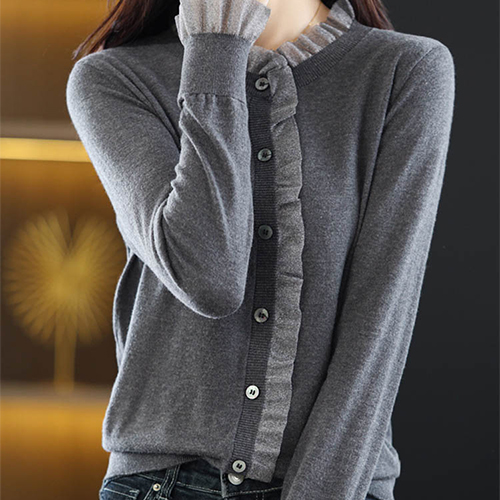 ◈[당일발송] 페미닌 프릴 포인트 니트 가디건