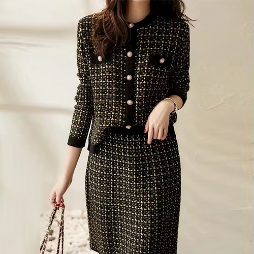 ◈[당일발송] 트위드 니트 가디건 & 스커트 2SET