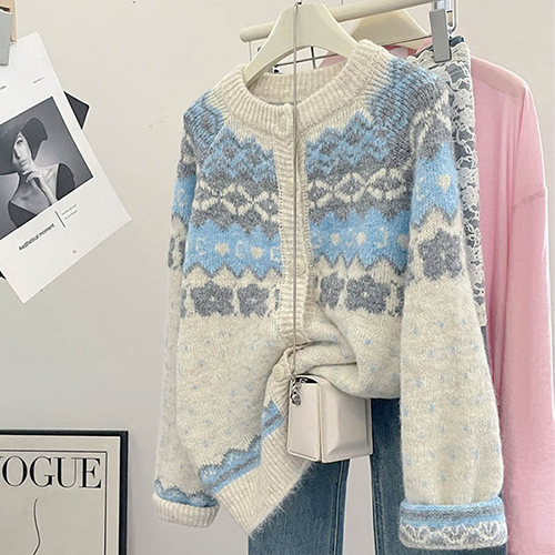 ◈[당일발송] 파스텔 노르딕 니트 가디건