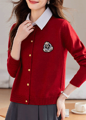 하이틴 카라 니트 가디건