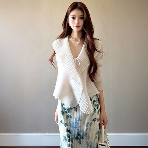 빅카라 플리츠 로맨틱 가디건