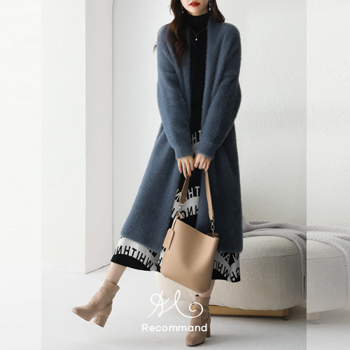 [당일발송]오버핏 앙고라 인조 퍼 롱 가디건