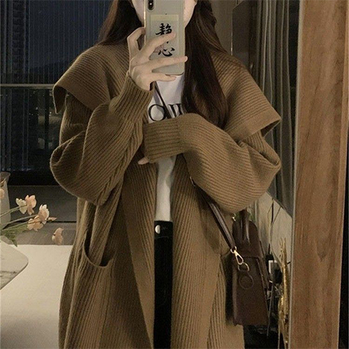 ◈[당일발송]포켓 빅카라 오픈 코트 가디건