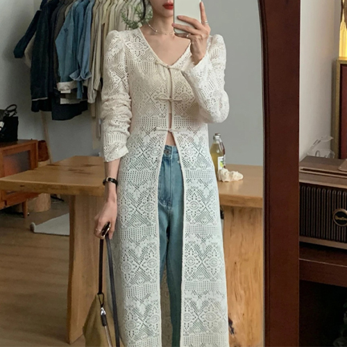 ◈[당일발송] 에스닉 브이넥 슬릿 롱 가디건