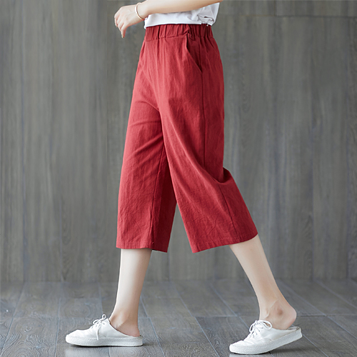 ◈[당일발송][재입고] 밴딩 와이드 7부 코튼 팬츠